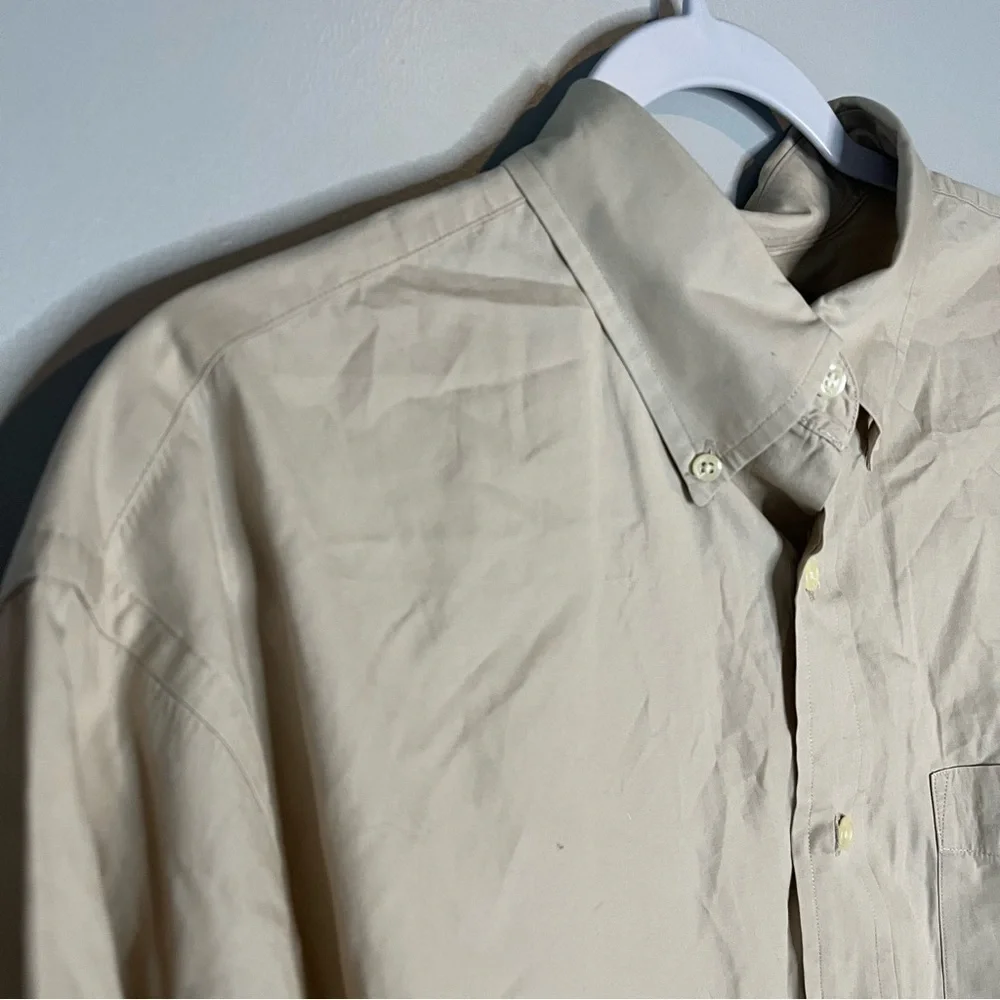 Vintage Jcrew Tan Neutral Button Down Shirt Size L Large Minimalist.